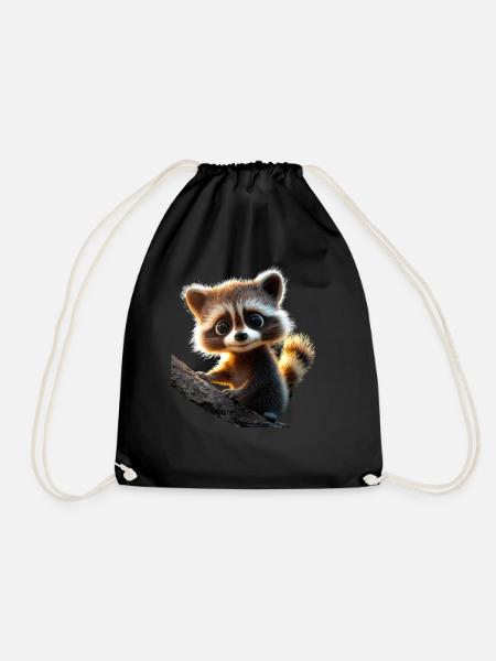 Waschbär Raccoon Ich Liebe Kleine Süße Waschbären - Turnbeutel - Schwarz