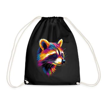Raccoon Popart Colorful Rainbow Raccoon Raccoon Raccoon - Drawstring Bag - black - Front