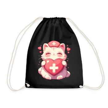 Chat Infirmière Kawaii Infirmière Médecin - Sac de sport léger - noir - Devant