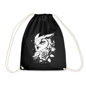 hibou Rose esthétique florale oiseau de nuit cadeau d’oiseau - Sac de sport léger - noir - Devant