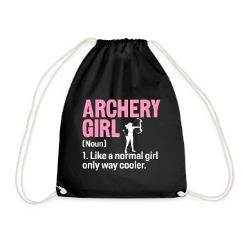Archery Girl Funny Definition Archery Arrow Bow - Drawstring Bag - black - Front