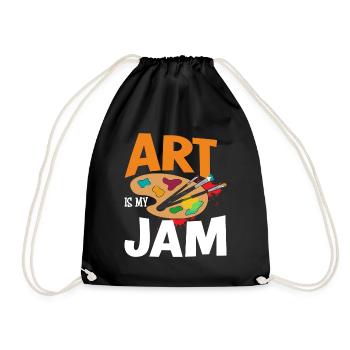 Art Is My Jam Funny Art Painting Teacher - Drawstring Bag - black - Front