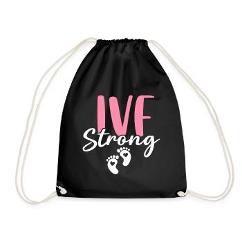 IVF Strong Funny Infertility Egg Retrieval - Drawstring Bag - black - Front