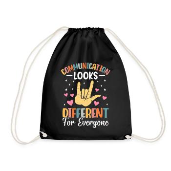 Communication Looks Different for Everyone Funny - Drawstring Bag - black - Front