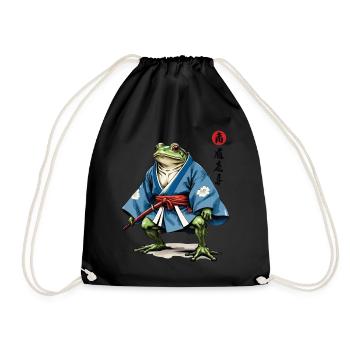 Samurai Frosch Vintage Ukiyo-e Stil Samurai Kunst - Turnbeutel - Schwarz - Vorne