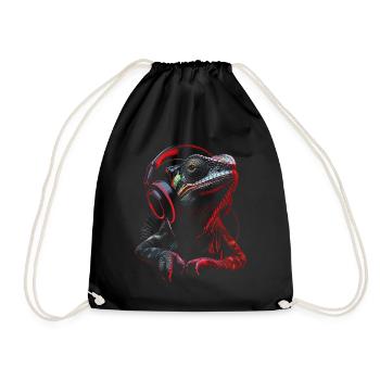Chameleon Animal Animal Lover Headphones Reptiles - Drawstring Bag - black - Front