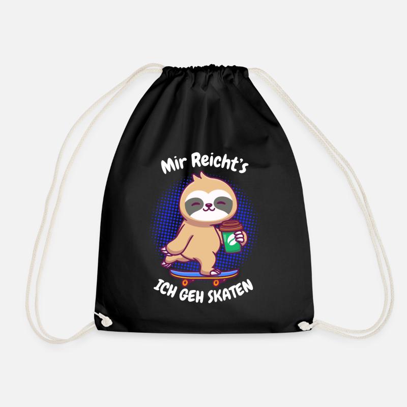 Kaffee Sloth Skateboard - Turnbeutel - Schwarz