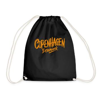 Copenhagen Denmark Souvenir Lettering - Drawstring Bag - black - Front