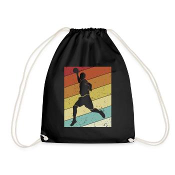 Retro Prisonball Team Game Player Dodgeball - Drawstring Bag - black - Front
