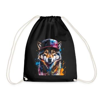 Casquette Snapback Loup Imprimé Animal Coloré - Sac de sport léger - noir - Devant