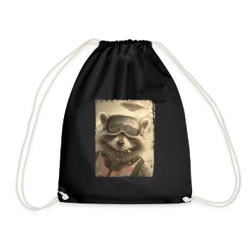 OVNI rétro vintage étrange Alien neige raton laveur - Sac de sport léger - noir - Devant