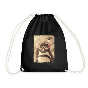 UFO Retro Vintage Uncanny Alien Ski Penguin - Turnbeutel - Schwarz - Vorne