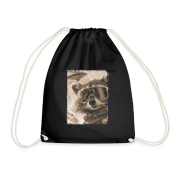 UFO Retro Vintage Uncanny Alien Ski Raccoon - Turnbeutel - Schwarz - Vorne