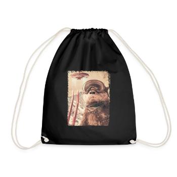UFO Retro Vintage Uncanny Alien Ski Otter - Turnbeutel - Schwarz - Vorne