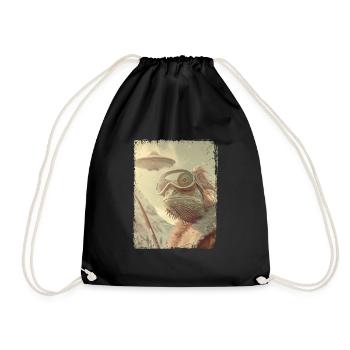 UFO Retro Vintage Uncanny Alien Ski Lizard - Turnbeutel - Schwarz - Vorne