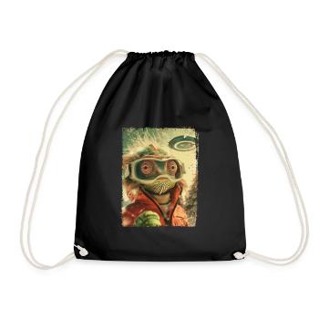 UFO Retro Vintage Uncanny Alien Ski Lizard - Turnbeutel - Schwarz - Vorne