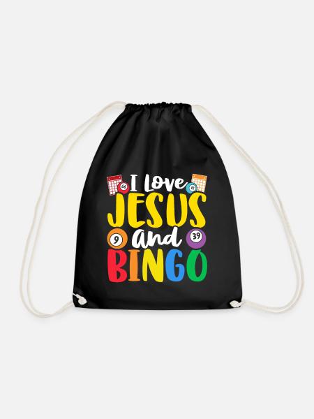 Ich liebe Jesus Und Bingo Lustiges Glücksspiel Holler - Turnbeutel - Schwarz
