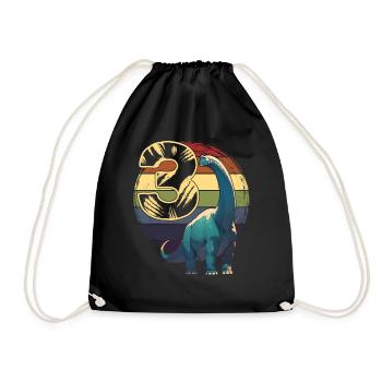Brachiosaurus 3 Years 3rd Birthday Gift - Drawstring Bag - black - Front