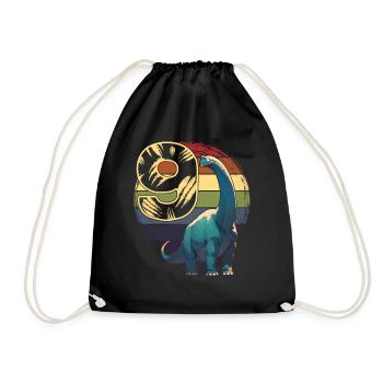 Brachiosaurus 9 Years 9th Birthday Gift - Drawstring Bag - black - Front