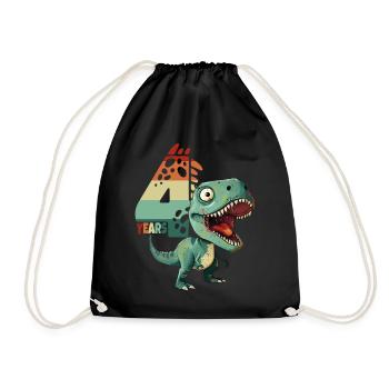 T-Rex Tyrannosaurus 4 ans 4e anniversaire Cadeau - Sac de sport léger - noir - Devant
