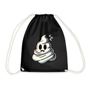 Funny poop pile feces ghost humorous - Drawstring Bag - black - Front