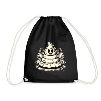 Funny poop pile feces ghost humorous - Drawstring Bag - black - Front