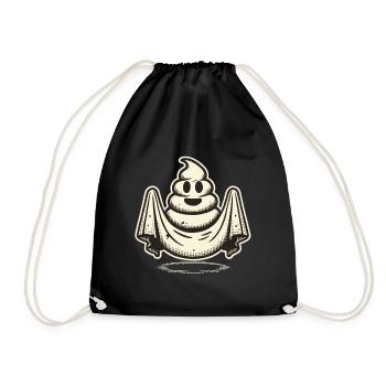 Funny poop pile feces ghost humorous - Drawstring Bag - black - Front