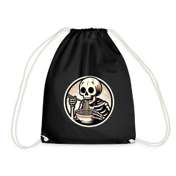 Skeleton Ramen Noodles for Scary Movies Japanese - Drawstring Bag - black - Front