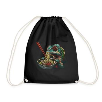 Chameleon Safari Manga Ramen Noodle Reptile Anime - Drawstring Bag - black - Front