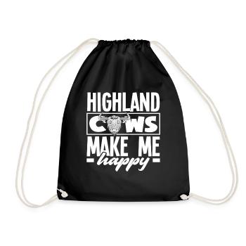 Highland cows make me happy - Drawstring Bag - black - Front