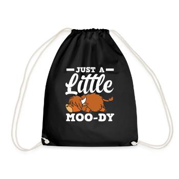 Just a little moody Highland cow - Drawstring Bag - black - Front