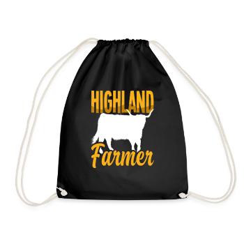 Highland Farmer Schottische Hochlandkuh - Turnbeutel - Schwarz - Vorne