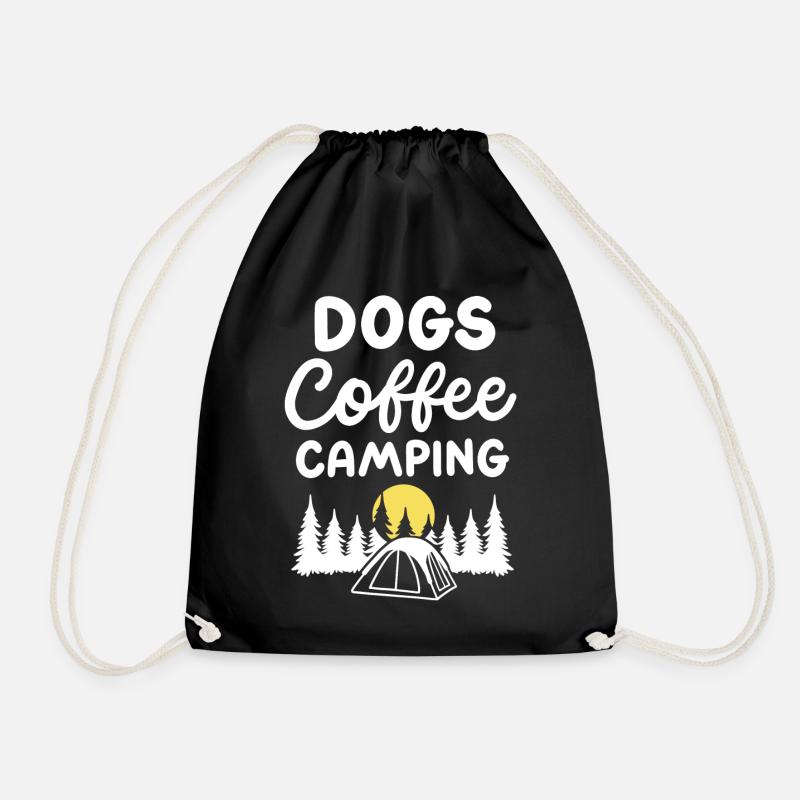 Hunde Kaffee Camping - Turnbeutel - Schwarz