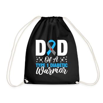 Vater eines T1D-Diabetikers mit blauem Band Typ-1-Diabetes - Turnbeutel - Schwarz - Vorne