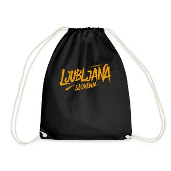 Ljubljana Slovenia Souvenir - Drawstring Bag - black - Front