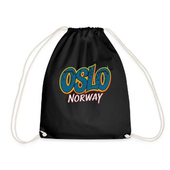 Oslo Norway Souvenir for Travelers - Drawstring Bag - black - Front