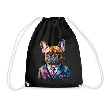 Französische Bulldogge Anzug Frenchie Hund Tier - Turnbeutel - Schwarz - Vorne