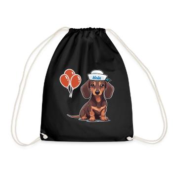 Dackel Matrose Geburtstag Geburtstagsgeschenk Hund - Turnbeutel - Schwarz - Vorne