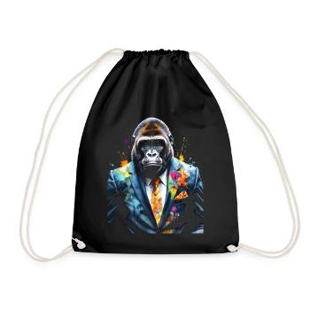 Gorilla Anzug Affe Bunt Tier Design Print - Turnbeutel - Schwarz - Vorne