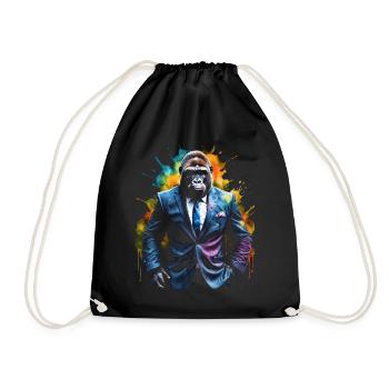 Gorilla Anzug Affe Bunt Tier Design Print - Turnbeutel - Schwarz - Vorne