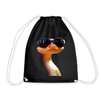 Schlange Python Kobra Mamba Klapperschlange Snake - Turnbeutel - Schwarz - Vorne