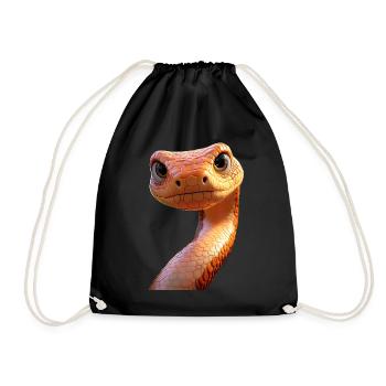 Schlange Python Kobra Mamba Klapperschlange Snake - Turnbeutel - Schwarz - Vorne