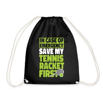 Funny Tennis Player Racket In Case - Drawstring Bag - black - Front