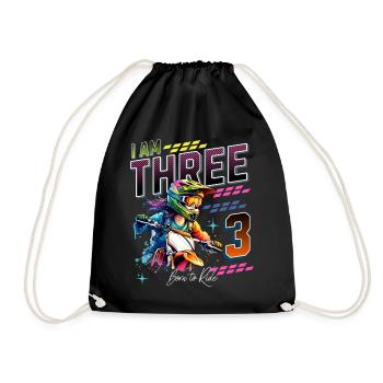 Motocross Girl 3rd Birthday - Drawstring Bag - black - Front