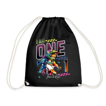 Motocross Girl 1st Birthday - Drawstring Bag - black - Front