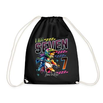 Motocross Girl 7th Birthday - Drawstring Bag - black - Front