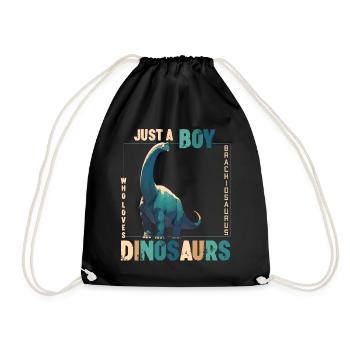 Just a boy who loves dinosaurs: Brachiosaurus - Drawstring Bag - black - Front