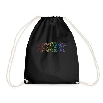 Dodgeball LGBT Rainbow Team Game Prisonball - Drawstring Bag - black - Front