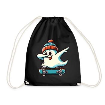 Skateboaring Dabbing Ghost Skateboard Dab - Drawstring Bag - black - Front