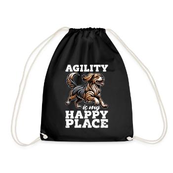 Dog Agility Is My Happy Place Loves Agility Sport - Drawstring Bag - black - Front